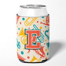 Load image into Gallery viewer, Letter E Retro Teal Orange Musical Instruments Initial Can or Bottle Hugger CJ2001-ECC