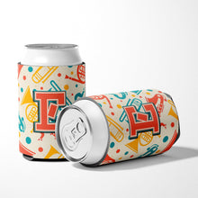 Load image into Gallery viewer, Letter E Retro Teal Orange Musical Instruments Initial Can or Bottle Hugger CJ2001-ECC