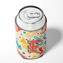 Load image into Gallery viewer, Letter F Retro Teal Orange Musical Instruments Initial Can or Bottle Hugger CJ2001-FCC