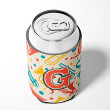 Load image into Gallery viewer, Letter G Retro Teal Orange Musical Instruments Initial Can or Bottle Hugger CJ2001-GCC