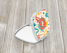Load image into Gallery viewer, Letter G Retro Teal Orange Musical Instruments Initial Compact Mirror – Stylish Purse Mirror with Artistic Covers CJ2001-GSCM