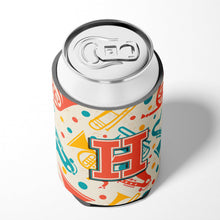 Load image into Gallery viewer, Letter H Retro Teal Orange Musical Instruments Initial Can or Bottle Hugger CJ2001-HCC