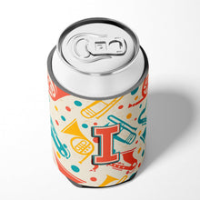 Load image into Gallery viewer, Letter I Retro Teal Orange Musical Instruments Initial Can or Bottle Hugger CJ2001-ICC