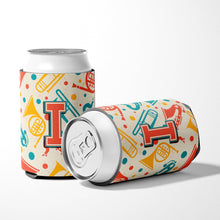 Load image into Gallery viewer, Letter I Retro Teal Orange Musical Instruments Initial Can or Bottle Hugger CJ2001-ICC