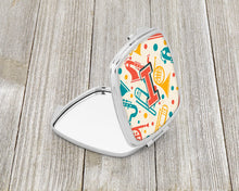 Load image into Gallery viewer, Letter I Retro Teal Orange Musical Instruments Initial Compact Mirror – Stylish Purse Mirror with Artistic Covers CJ2001-ISCM