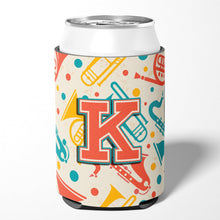 Load image into Gallery viewer, Letter K Retro Teal Orange Musical Instruments Initial Can or Bottle Hugger CJ2001-KCC