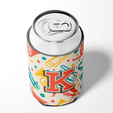 Load image into Gallery viewer, Letter K Retro Teal Orange Musical Instruments Initial Can or Bottle Hugger CJ2001-KCC