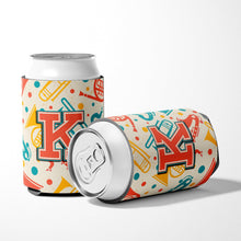 Load image into Gallery viewer, Letter K Retro Teal Orange Musical Instruments Initial Can or Bottle Hugger CJ2001-KCC