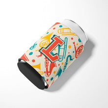 Load image into Gallery viewer, Letter L Retro Teal Orange Musical Instruments Initial Can or Bottle Hugger CJ2001-LCC