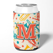Load image into Gallery viewer, Letter M Retro Teal Orange Musical Instruments Initial Can or Bottle Hugger CJ2001-MCC