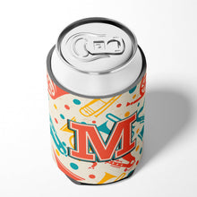 Load image into Gallery viewer, Letter M Retro Teal Orange Musical Instruments Initial Can or Bottle Hugger CJ2001-MCC