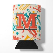 Load image into Gallery viewer, Letter M Retro Teal Orange Musical Instruments Initial Can or Bottle Hugger CJ2001-MCC