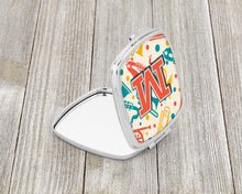Load image into Gallery viewer, Letter M Retro Teal Orange Musical Instruments Initial Compact Mirror – Stylish Purse Mirror with Artistic Covers CJ2001-MSCM