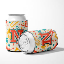 Load image into Gallery viewer, Letter N Retro Teal Orange Musical Instruments Initial Can or Bottle Hugger CJ2001-NCC