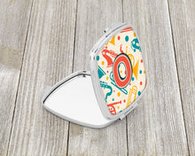 Load image into Gallery viewer, Letter O Retro Teal Orange Musical Instruments Initial Compact Mirror – Stylish Purse Mirror with Artistic Covers CJ2001-OSCM