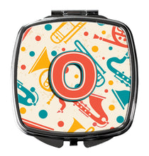 Load image into Gallery viewer, Letter O Retro Teal Orange Musical Instruments Initial Compact Mirror – Stylish Purse Mirror with Artistic Covers CJ2001-OSCM