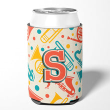 Load image into Gallery viewer, Letter S Retro Teal Orange Musical Instruments Initial Can or Bottle Hugger CJ2001-SCC