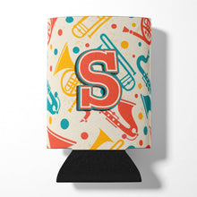 Load image into Gallery viewer, Letter S Retro Teal Orange Musical Instruments Initial Can or Bottle Hugger CJ2001-SCC