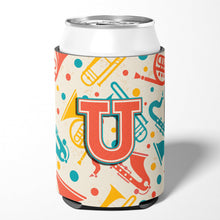 Load image into Gallery viewer, Letter U Retro Teal Orange Musical Instruments Initial Can or Bottle Hugger CJ2001-UCC
