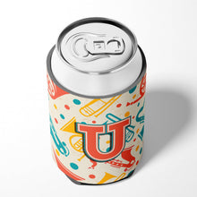 Load image into Gallery viewer, Letter U Retro Teal Orange Musical Instruments Initial Can or Bottle Hugger CJ2001-UCC