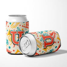 Load image into Gallery viewer, Letter U Retro Teal Orange Musical Instruments Initial Can or Bottle Hugger CJ2001-UCC