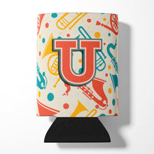 Load image into Gallery viewer, Letter U Retro Teal Orange Musical Instruments Initial Can or Bottle Hugger CJ2001-UCC