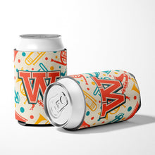 Load image into Gallery viewer, Letter W Retro Teal Orange Musical Instruments Initial Can or Bottle Hugger CJ2001-WCC