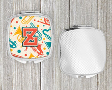 Load image into Gallery viewer, Letter Z Retro Teal Orange Musical Instruments Initial Compact Mirror – Stylish Purse Mirror with Artistic Covers CJ2001-ZSCM