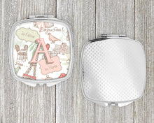 Load image into Gallery viewer, Letter A Love in Paris Pink Compact Mirror – Stylish Purse Mirror with Artistic Covers CJ2002-ASCM