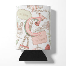 Load image into Gallery viewer, Letter C Love in Paris Pink Can or Bottle Hugger CJ2002-CCC
