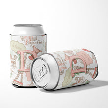 Load image into Gallery viewer, Letter D Love in Paris Pink Can or Bottle Hugger CJ2002-DCC