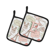 Load image into Gallery viewer, Letter E Love in Paris Pink Pot Holders - Set of 2 - Heat-Resistant Kitchen Essentials CJ2002-EPTHD