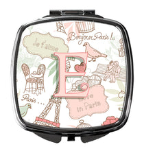 Load image into Gallery viewer, Letter E Love in Paris Pink Compact Mirror – Stylish Purse Mirror with Artistic Covers CJ2002-ESCM