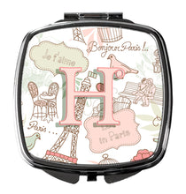 Load image into Gallery viewer, Letter H Love in Paris Pink Compact Mirror – Stylish Purse Mirror with Artistic Covers CJ2002-HSCM