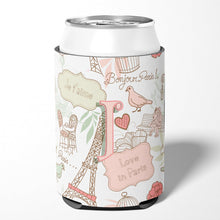 Load image into Gallery viewer, Letter J Love in Paris Pink Can or Bottle Hugger CJ2002-JCC