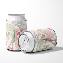 Load image into Gallery viewer, Letter J Love in Paris Pink Can or Bottle Hugger CJ2002-JCC