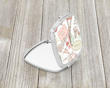 Load image into Gallery viewer, Letter J Love in Paris Pink Compact Mirror – Stylish Purse Mirror with Artistic Covers CJ2002-JSCM