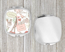 Load image into Gallery viewer, Letter J Love in Paris Pink Compact Mirror – Stylish Purse Mirror with Artistic Covers CJ2002-JSCM
