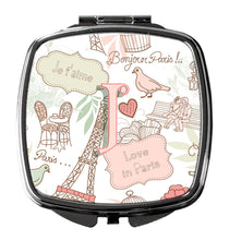 Load image into Gallery viewer, Letter J Love in Paris Pink Compact Mirror – Stylish Purse Mirror with Artistic Covers CJ2002-JSCM