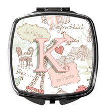Load image into Gallery viewer, Letter K Love in Paris Pink Compact Mirror – Stylish Purse Mirror with Artistic Covers CJ2002-KSCM