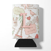 Load image into Gallery viewer, Letter L Love in Paris Pink Can or Bottle Hugger CJ2002-LCC