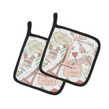 Load image into Gallery viewer, Letter L Love in Paris Pink Pot Holders - Set of 2 - Heat-Resistant Kitchen Essentials CJ2002-LPTHD