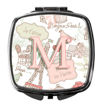Load image into Gallery viewer, Letter M Love in Paris Pink Compact Mirror – Stylish Purse Mirror with Artistic Covers CJ2002-MSCM