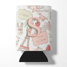 Load image into Gallery viewer, Letter S Love in Paris Pink Can or Bottle Hugger CJ2002-SCC