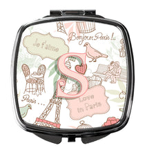 Load image into Gallery viewer, Letter S Love in Paris Pink Compact Mirror – Stylish Purse Mirror with Artistic Covers CJ2002-SSCM