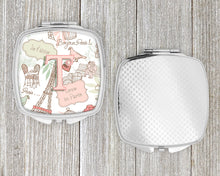 Load image into Gallery viewer, Letter T Love in Paris Pink Compact Mirror – Stylish Purse Mirror with Artistic Covers CJ2002-TSCM