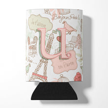 Load image into Gallery viewer, Letter U Love in Paris Pink Can or Bottle Hugger CJ2002-UCC