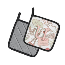 Load image into Gallery viewer, Letter U Love in Paris Pink Pot Holders - Set of 2 - Heat-Resistant Kitchen Essentials CJ2002-UPTHD