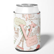 Load image into Gallery viewer, Letter V Love in Paris Pink Can or Bottle Hugger CJ2002-VCC