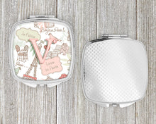Load image into Gallery viewer, Letter V Love in Paris Pink Compact Mirror – Stylish Purse Mirror with Artistic Covers CJ2002-VSCM